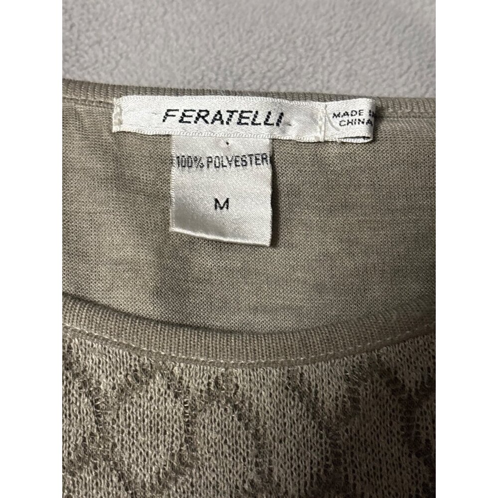 Womens Beige Tunic Top With Sheer Embroidered Floral Hem Size M Cottage Artwear - Picture 3 of 6